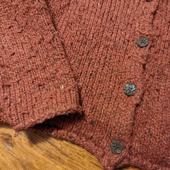 Vintage Relais Rose Chunky Cropped Cardigan Sweater - Small - Picture 3 of 7